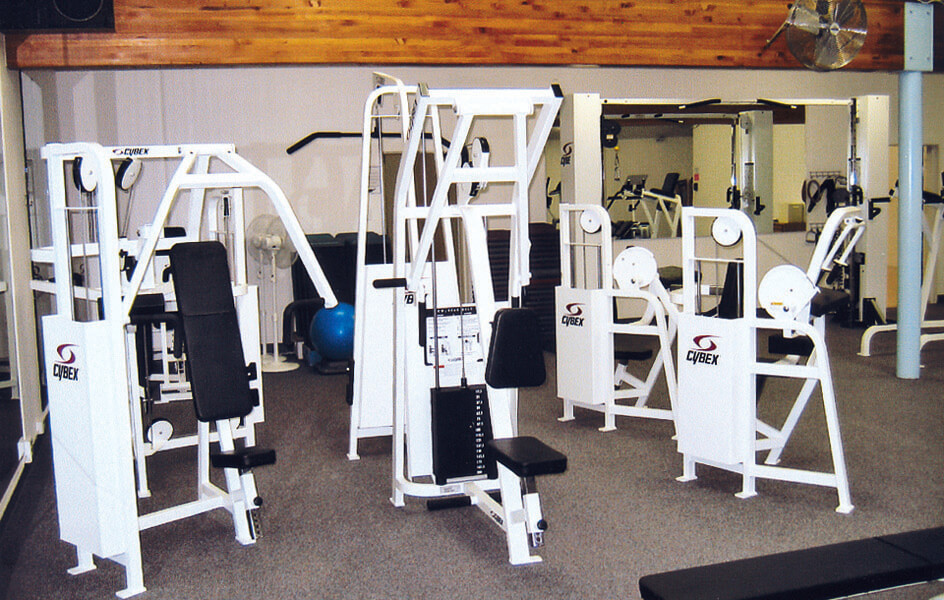 A fully equipped exercise room at VRI's Pend Oreille Shores Resort in Hope, Idaho.